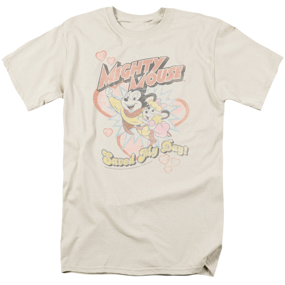 Mighty Mouse - Saved My Day - Short Sleeve Adult 18/1 - Cream T-shirt