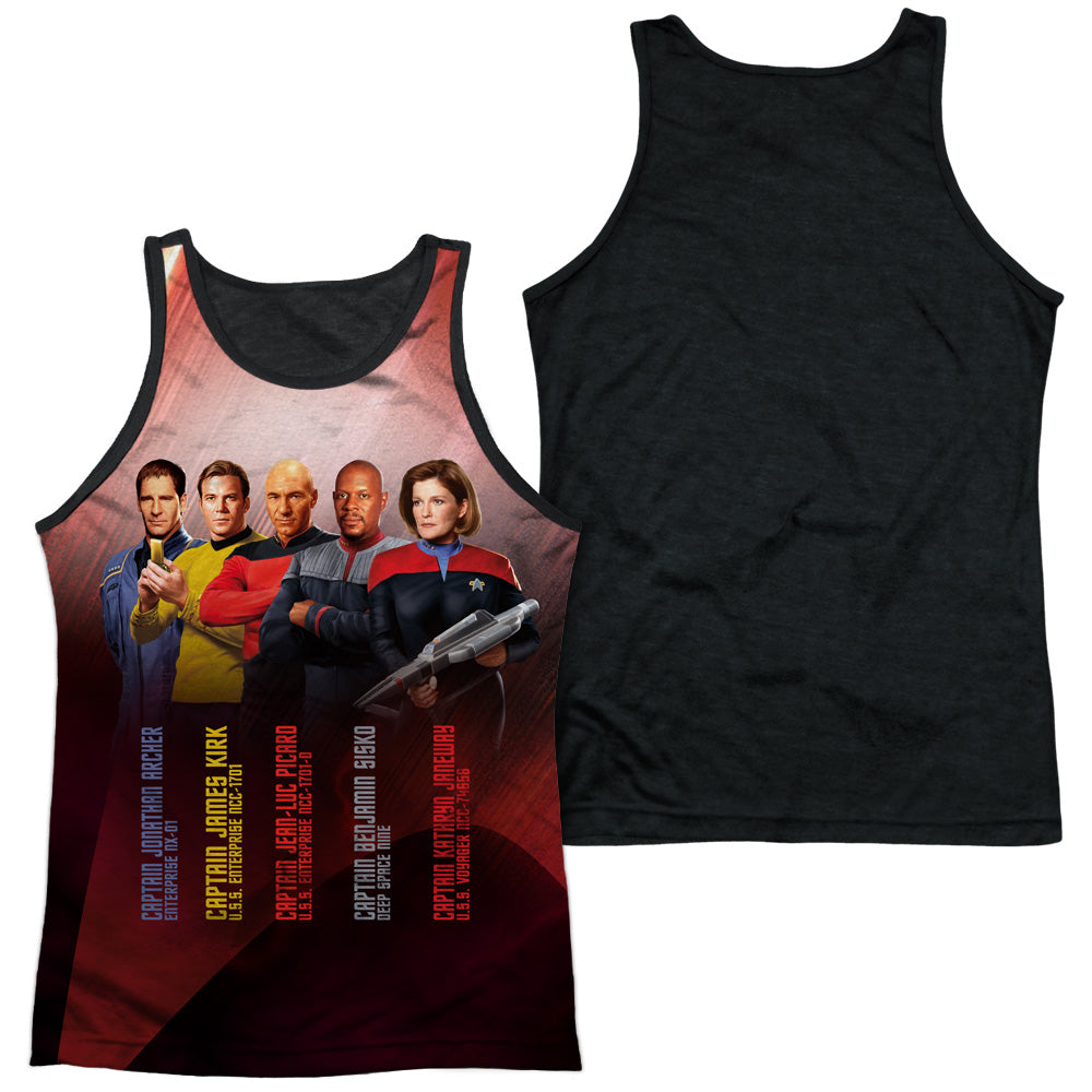 Star Trek - Captains - Adult Poly Tank Top Black Back - White