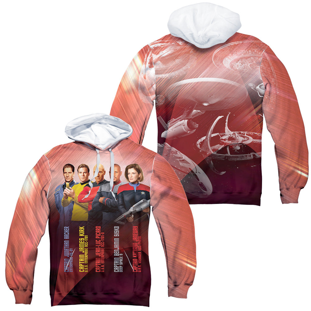 Star Trek - Captains (Front/back Print) - Adult Poly Pullover Hoodie - White