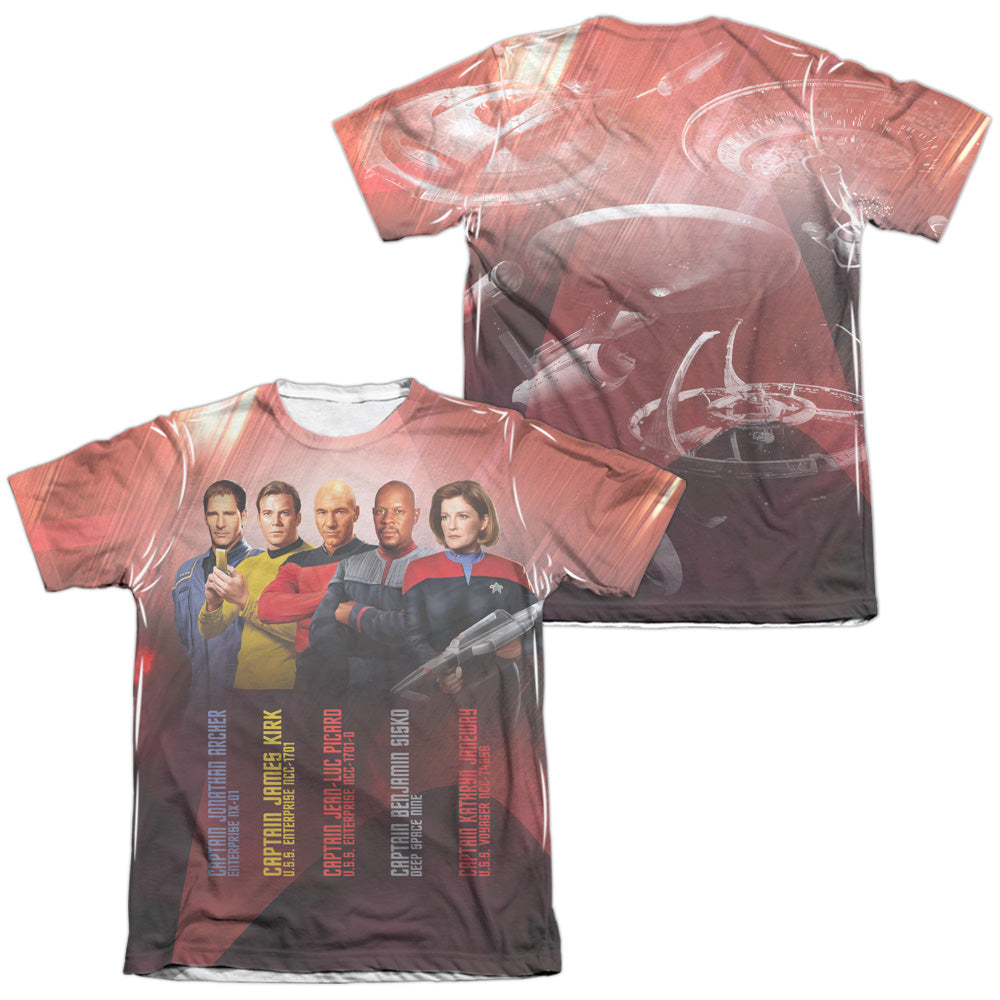 Star Trek - Captains (Front/back Print) - Adult Poly/cotton Short Sleeve Tee - White T-shirt