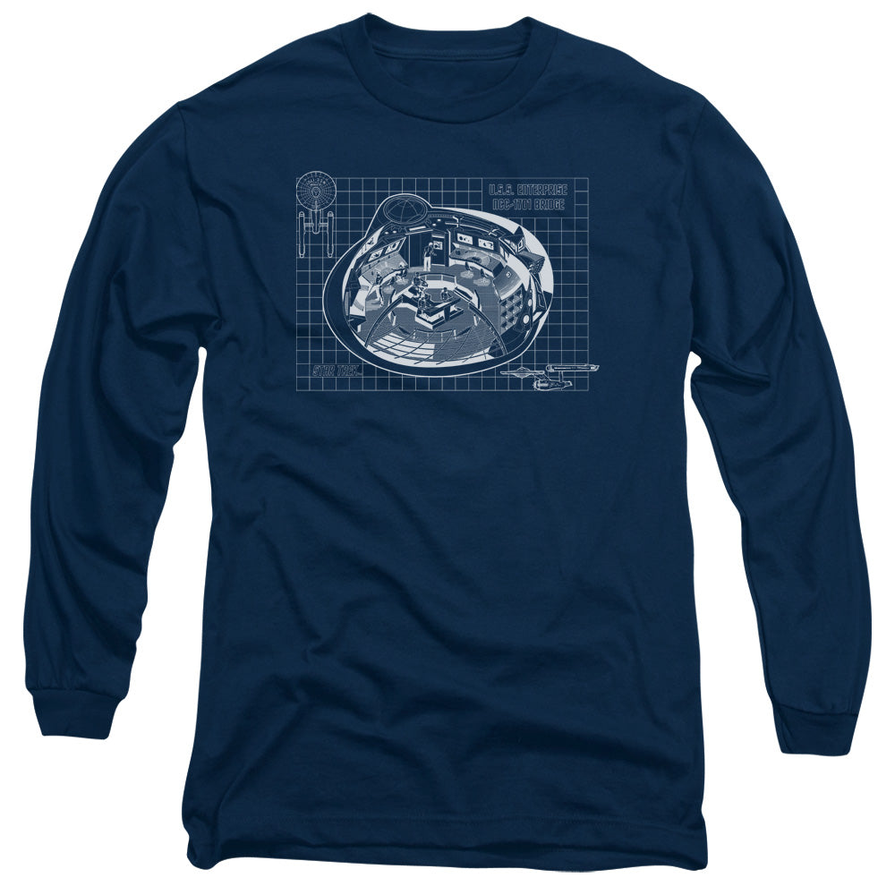 Star Trek - Bridge Prints - Long Sleeve Adult 18/1 - Navy T-shirt