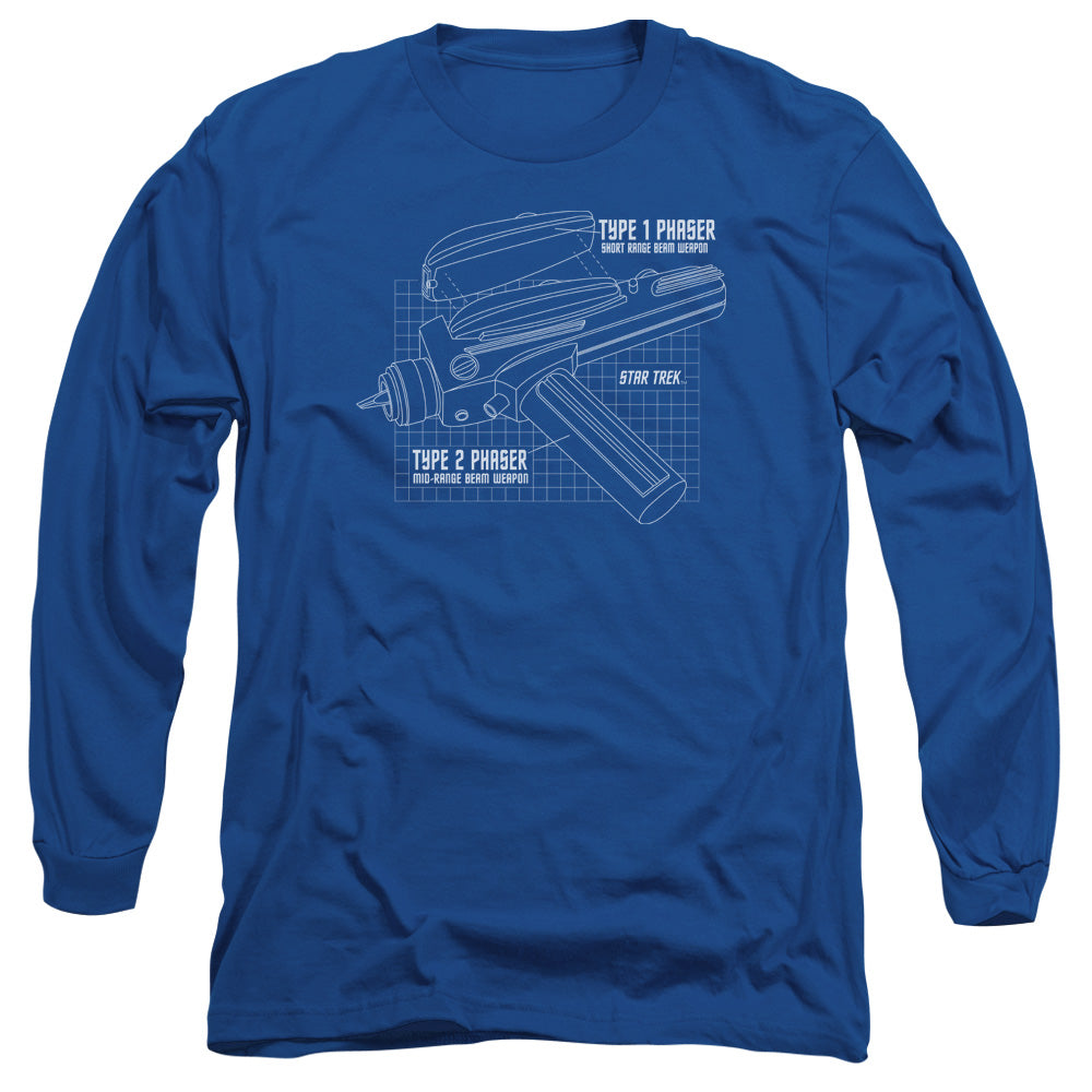 Star Trek - Phaser Plans - Long Sleeve Adult 18/1 - Royal Blue T-shirt