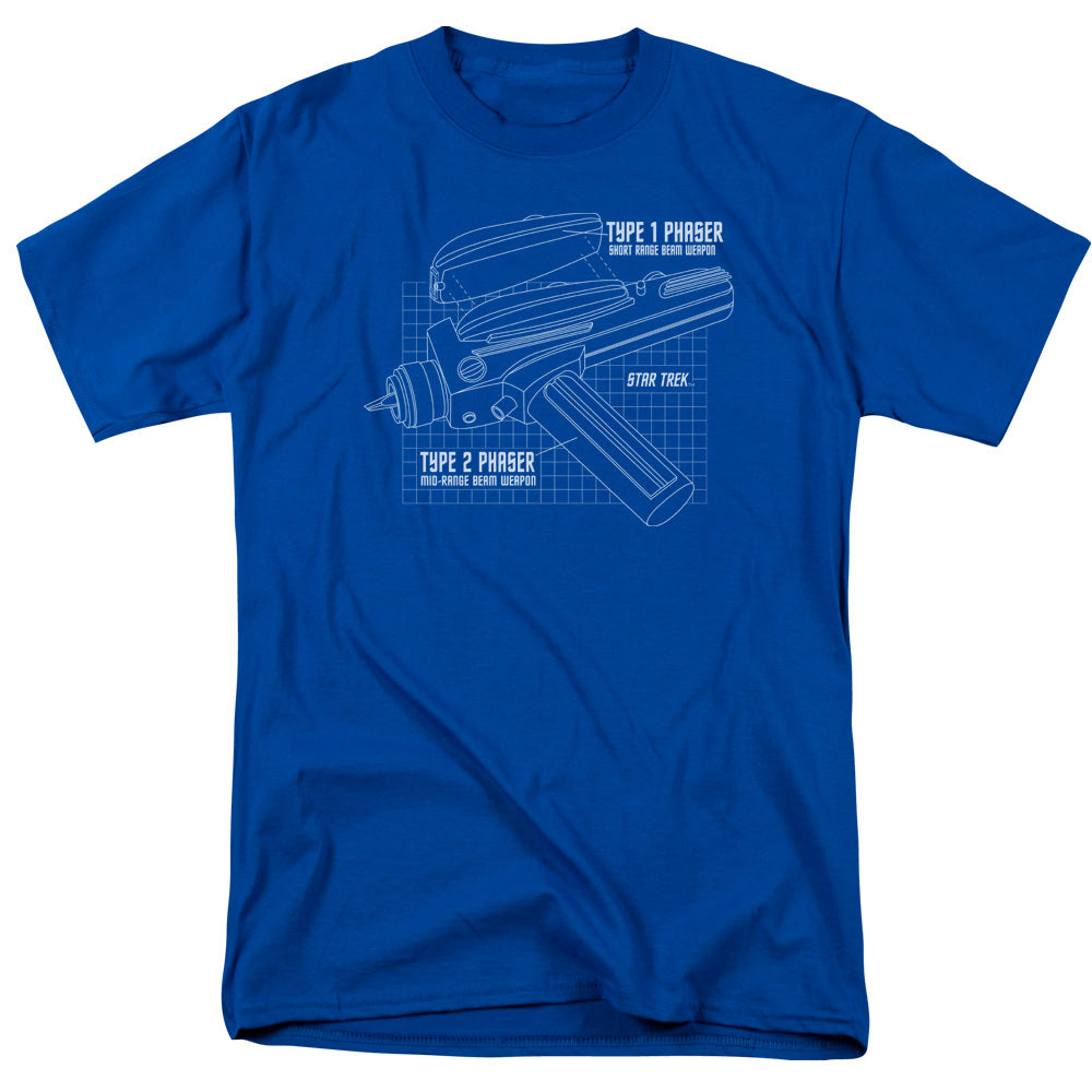 Star Trek - Phaser Plans - Short Sleeve Adult 18/1 - Royal Blue T-shirt