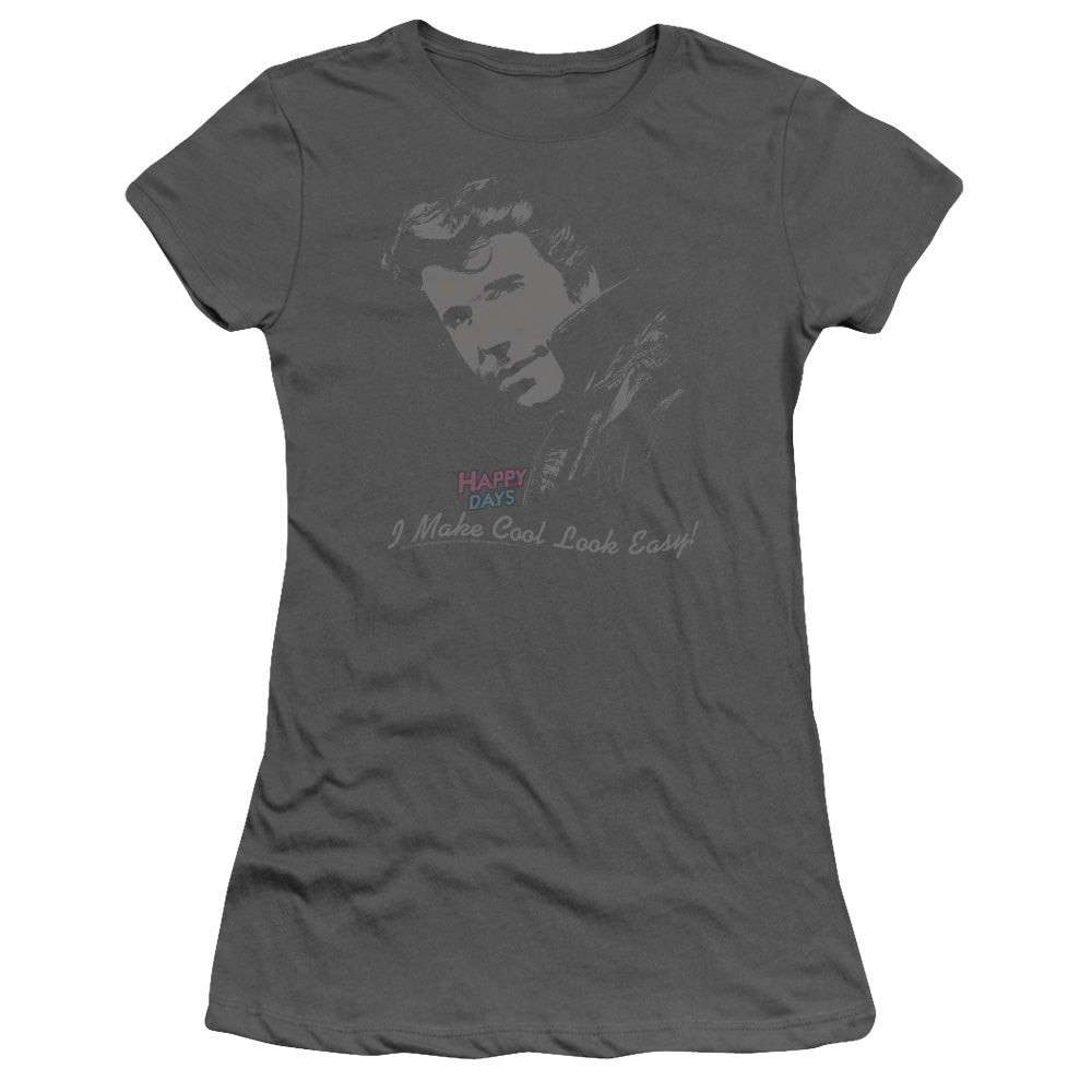 Happy Days - Cool Fonz - Short Sleeve Junior Sheer - Charcoal T-shirt