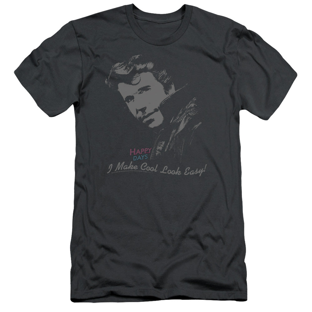 Happy Days - Cool Fonz - Short Sleeve Adult 30/1 - Charcoal T-shirt