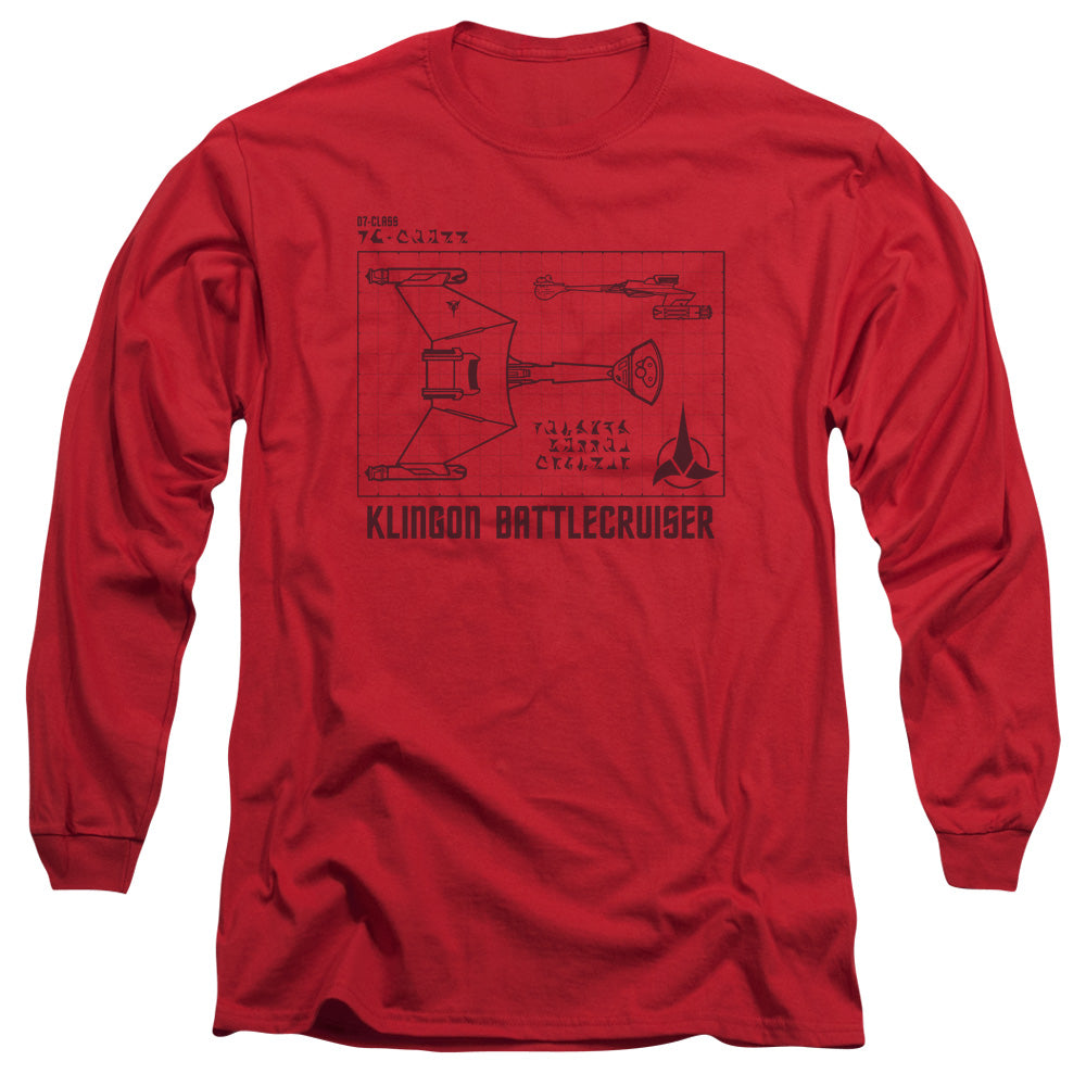Star Trek - D7 Diagram - Long Sleeve Adult 18/1 - Red T-shirt