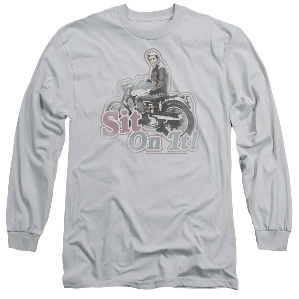 Happy Days - Sit On It! - Long Sleeve Adult 18/1 - Silver T-shirt