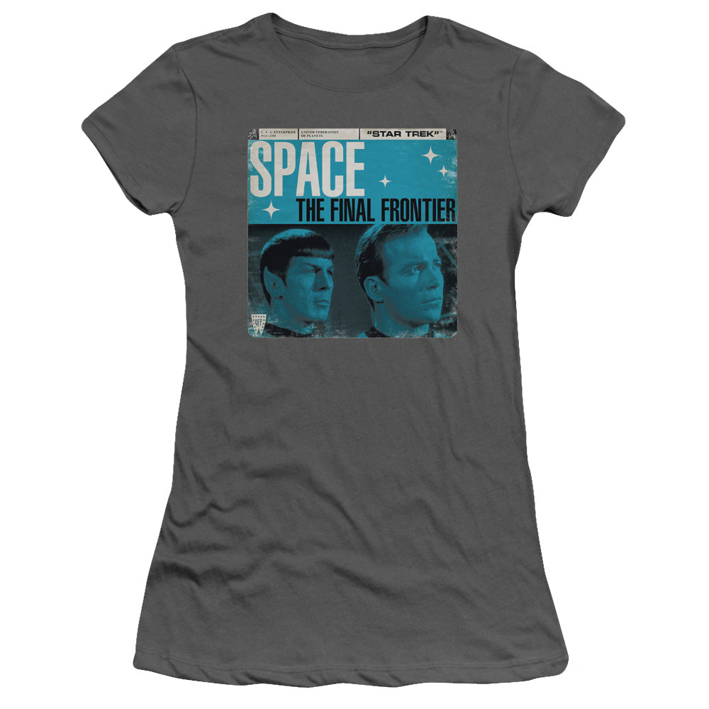 Star Trek - Final Frontier Cover - Short Sleeve Junior Sheer - Charcoal T-shirt