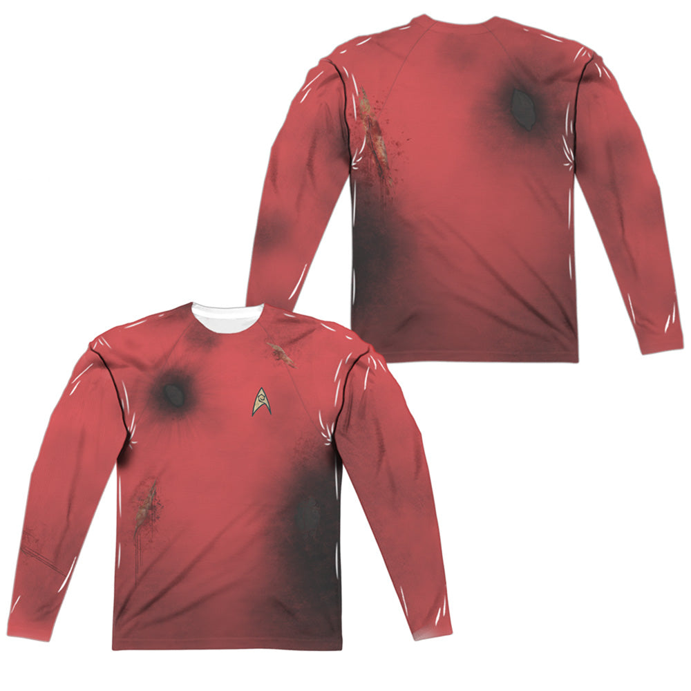 Star Trek - Tos Dead Red (Front/back Print) - Long Sleeve Adult Poly Crew - White T-shirt