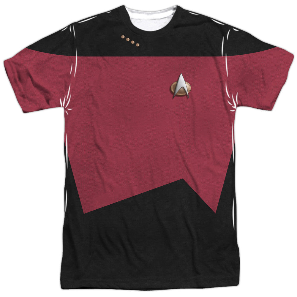 Star Trek - Tng Command Uniform - Short Sleeve Adult Poly Crew - White T-shirt
