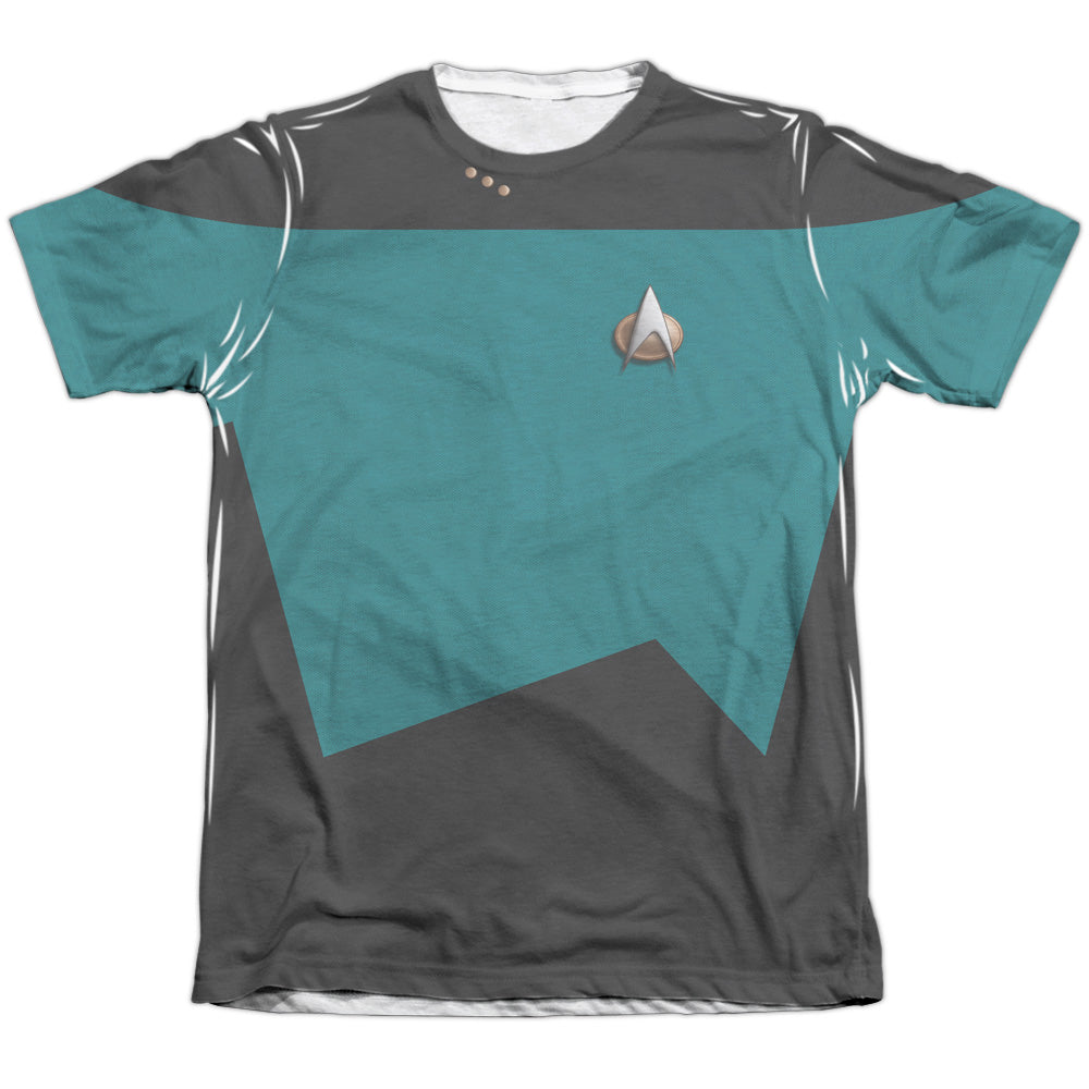 Star Trek - Tng Science Uniform - Adult Poly/cotton Short Sleeve Tee - White T-shirt