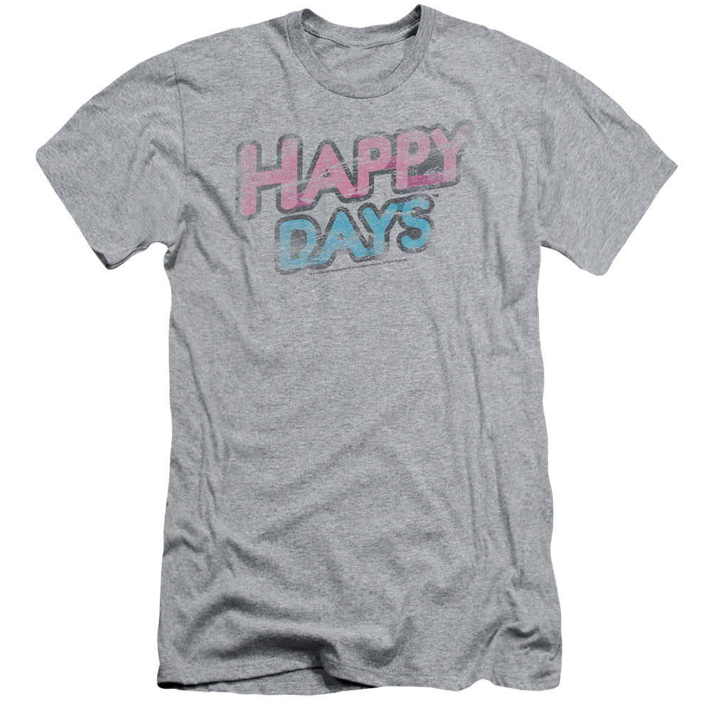 Happy Days - Distressed - Short Sleeve Adult 30/1 - Athletic Heather T-shirt