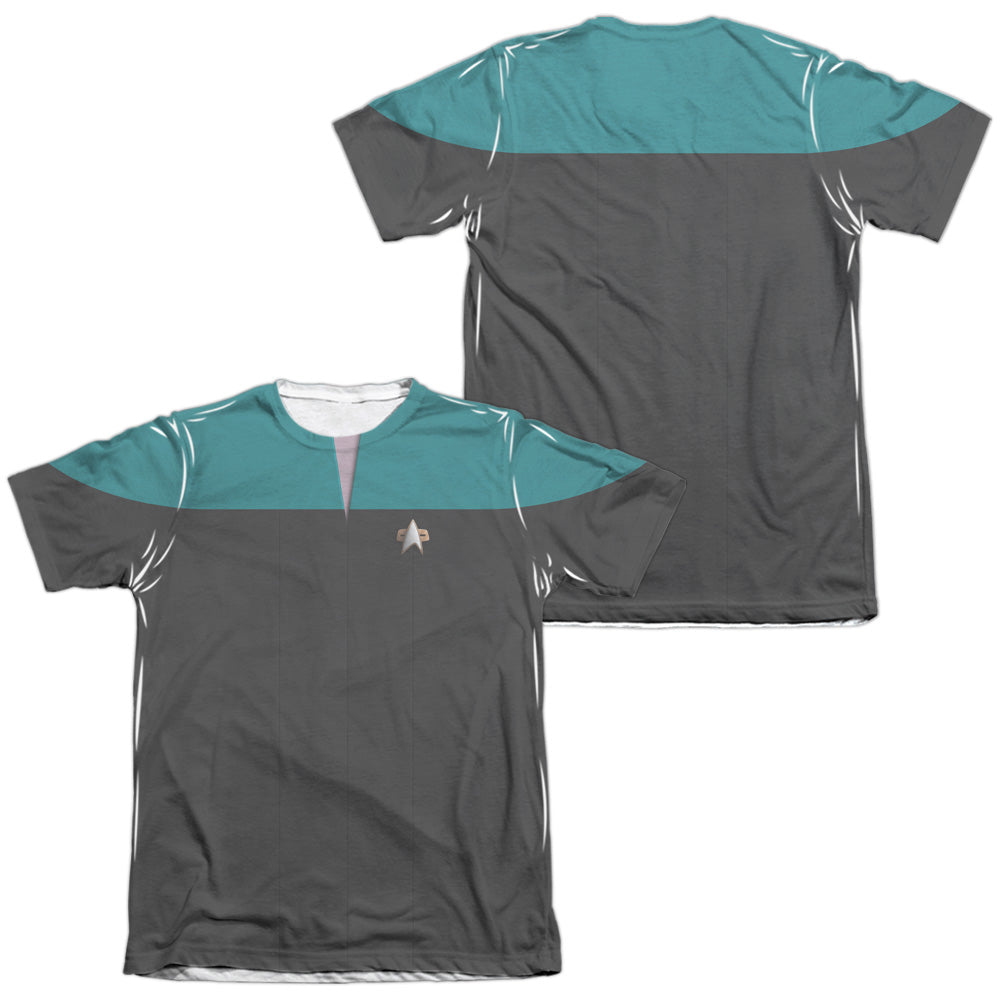 STAR TREK VOYAGER SCIENCE UNIFORM (FRONT/BACK PRINT)-ADULT POLY/COTTON T-Shirt