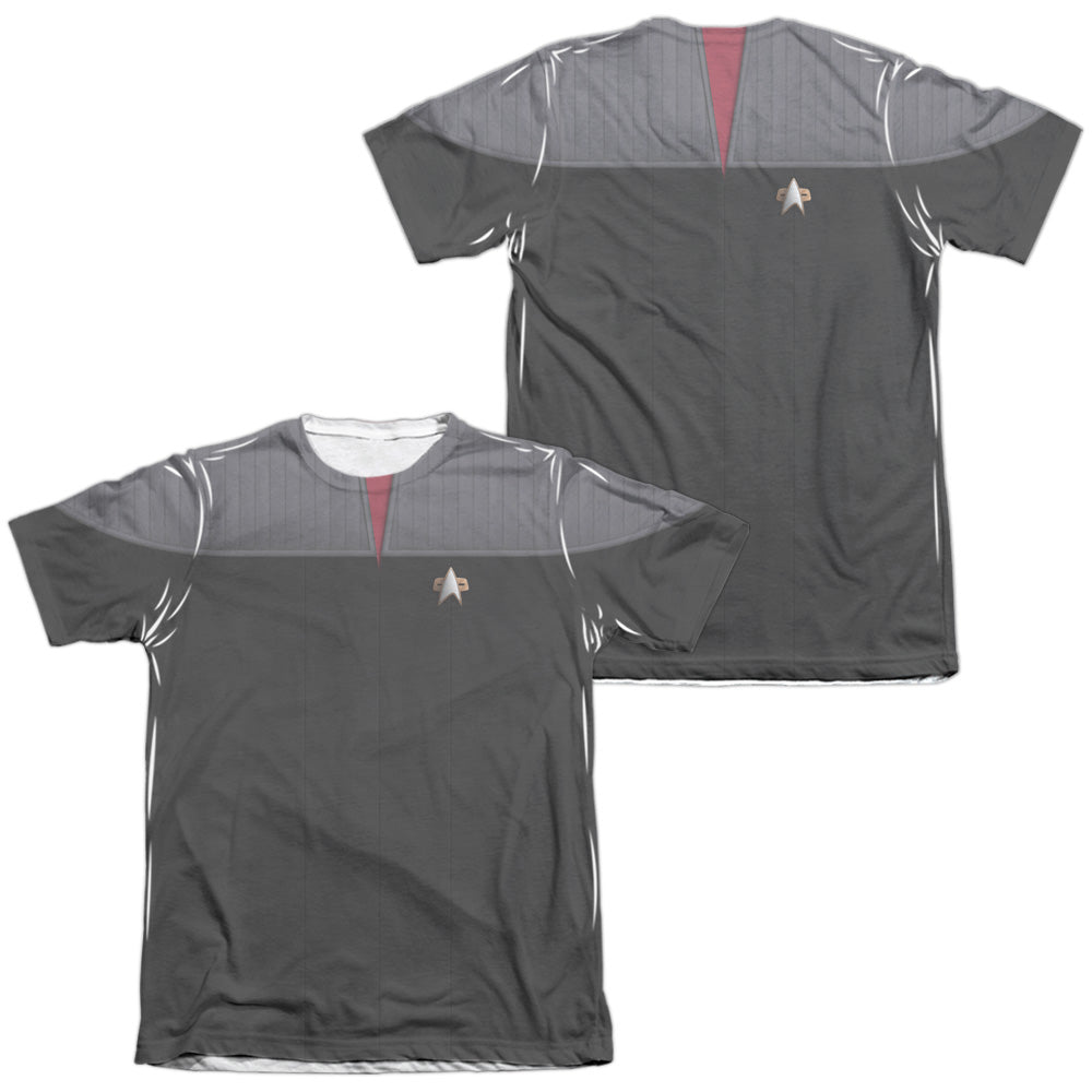 Star Trek - Tng Movie Command Uniform (Front/back Print) - Adult Poly/cotton Short Sleeve Tee - White T-shirt