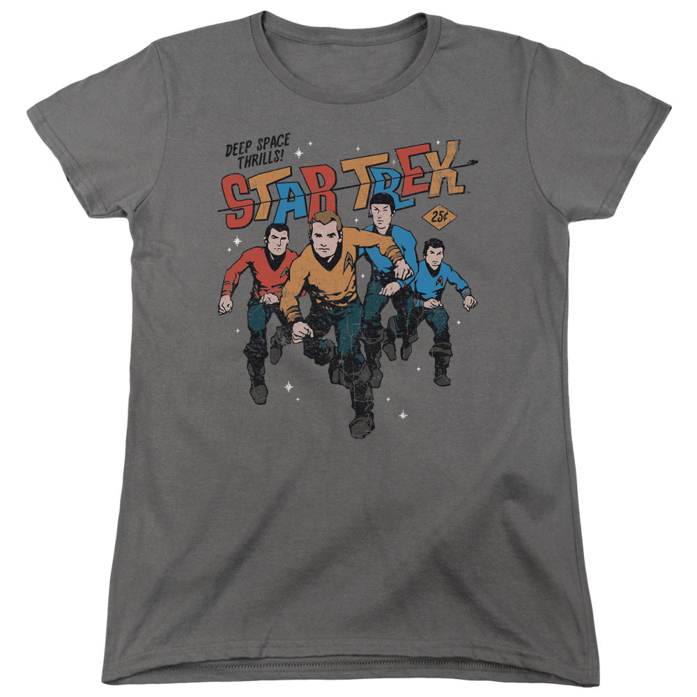 Star Trek - Deep Space Thrills - Short Sleeve Womens Tee - Charcoal T-shirt