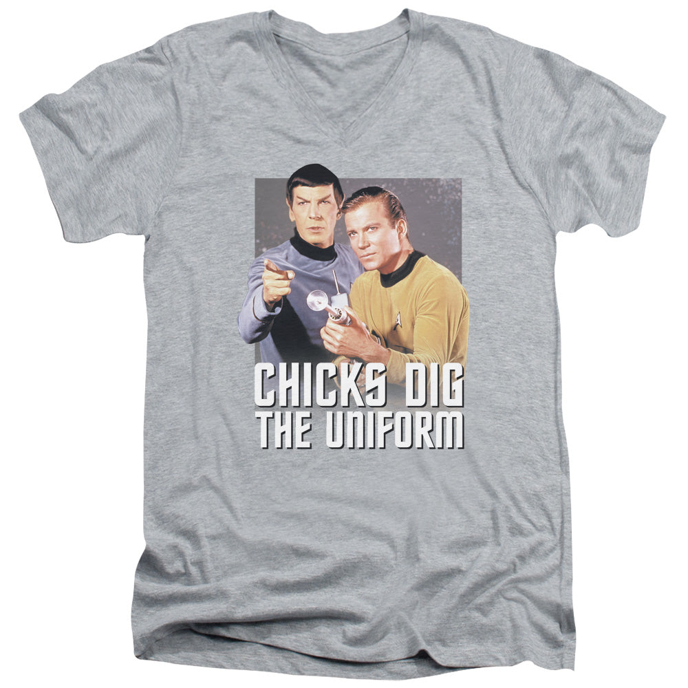 Star Trek - Chicks Dig - Short Sleeve Adult V-neck 30/1 - Athletic Heather T-shirt