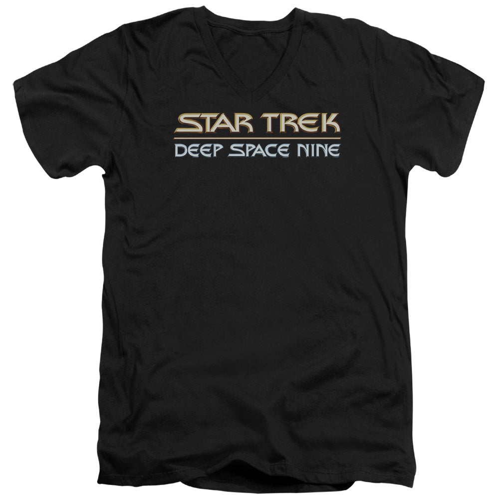 Star Trek - Deep Space Nine Logo - Short Sleeve Adult V-neck - Black T-shirt
