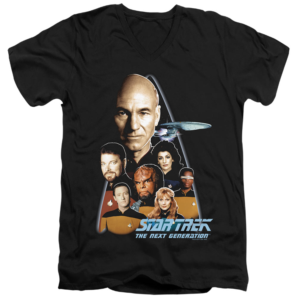 Star Trek - The Next Generation - Short Sleeve Adult V-neck - Black T-shirt