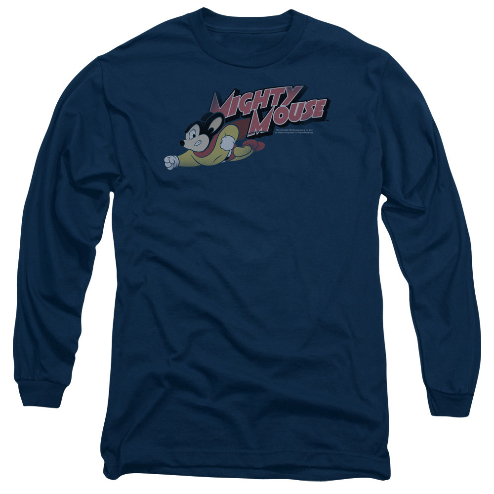 Mighty Mouse - Mighty Retro - Long Sleeve Adult 18/1 - Navy T-shirt