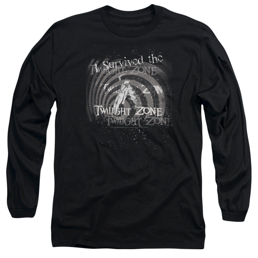 Twilight Zone - I Survived - Long Sleeve Adult 18/1 - Black T-shirt