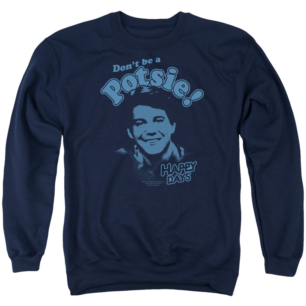 Happy Days - Don't Be A Potsy - Adult Crewneck Sweatshirt - Navy