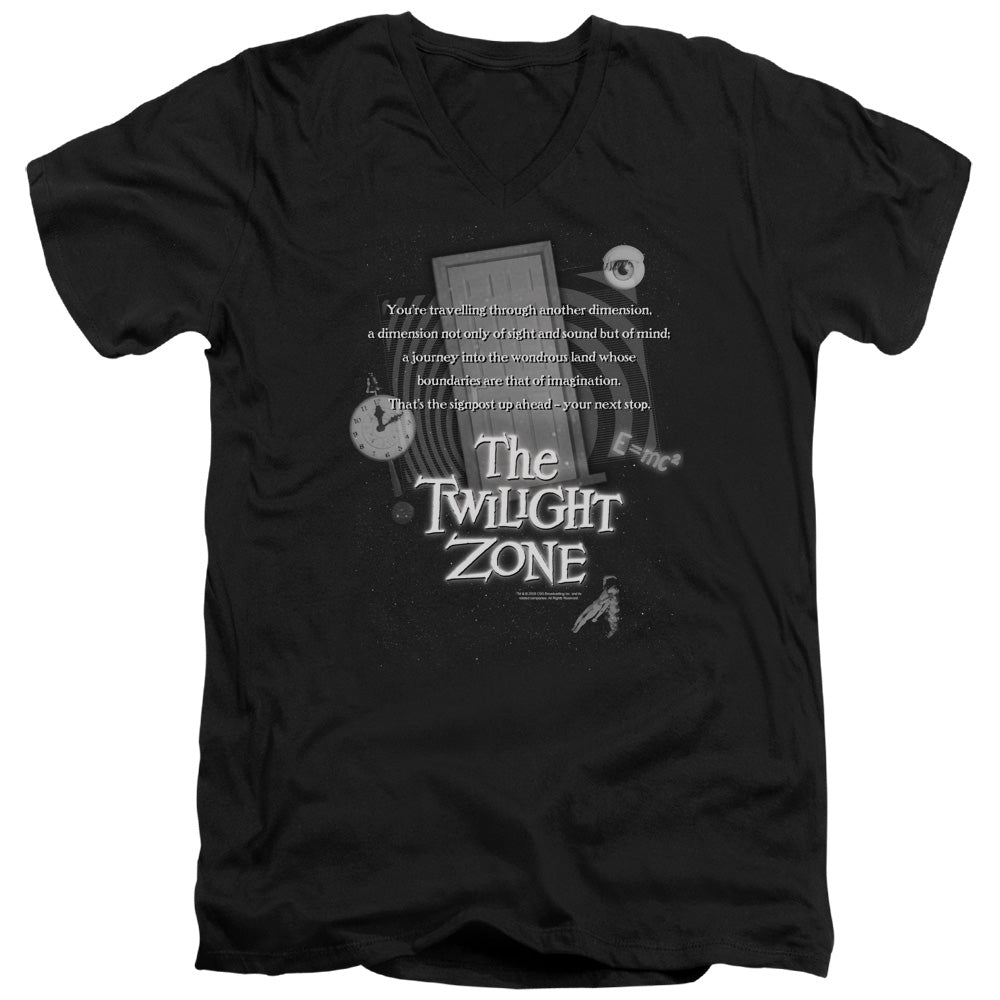 Twilight Zone - Monologue - Short Sleeve Adult V-neck - Black T-shirt