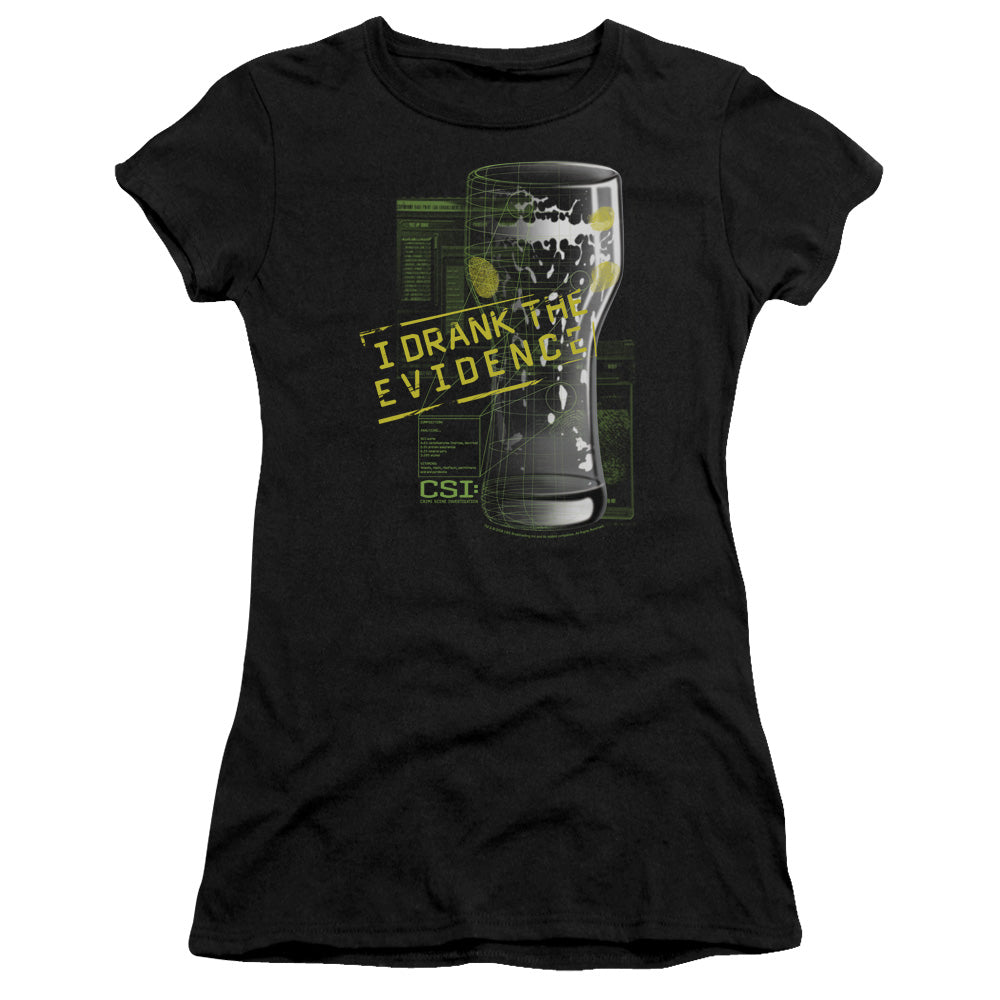Csi - I Drank The Evidence - Short Sleeve Junior Sheer - Black T-shirt