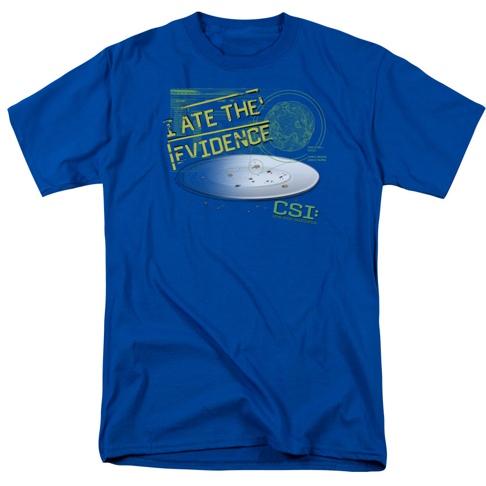 Csi - I Ate The Evidence - Short Sleeve Adult 18/1 - Royal Blue T-shirt