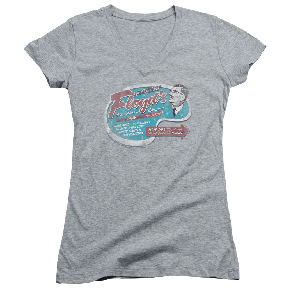 Mayberry - Floyds Barber Shop - Junior V-neck - Athletic Heather