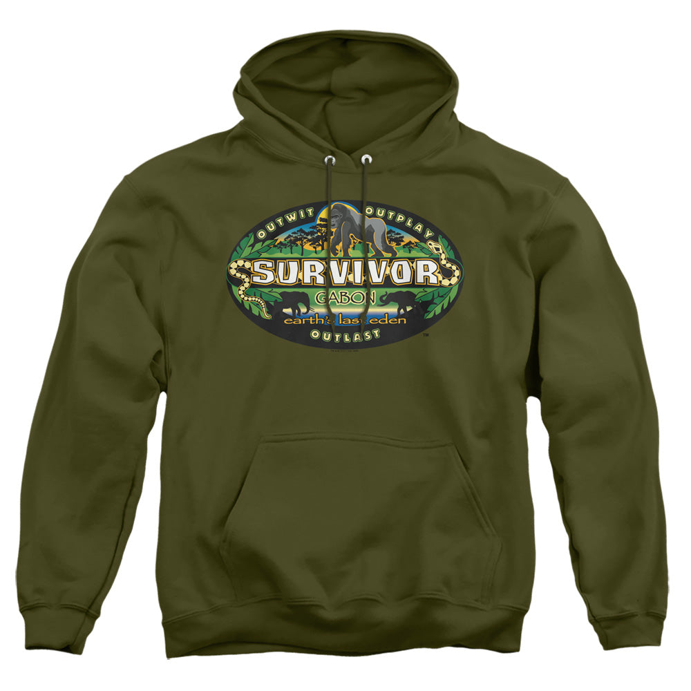 Survivor - Gabon Logo - Adult Pull-over Hoodie - Military Green