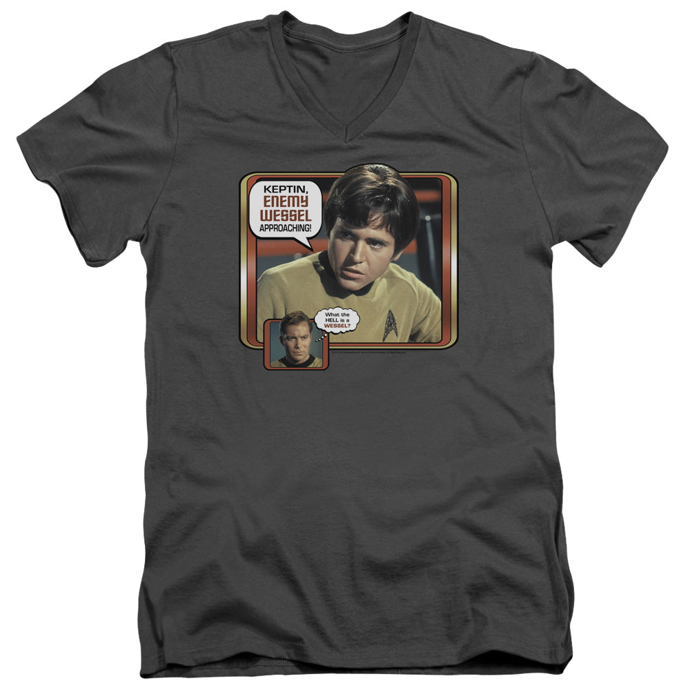 Star Trek - Enemy Wessel - Short Sleeve Adult V-neck - Charcoal T-shirt