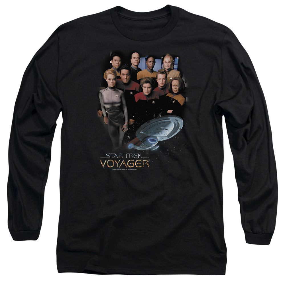 Star Trek - Voyager Crew - Long Sleeve Adult 18/1 - Black T-shirt