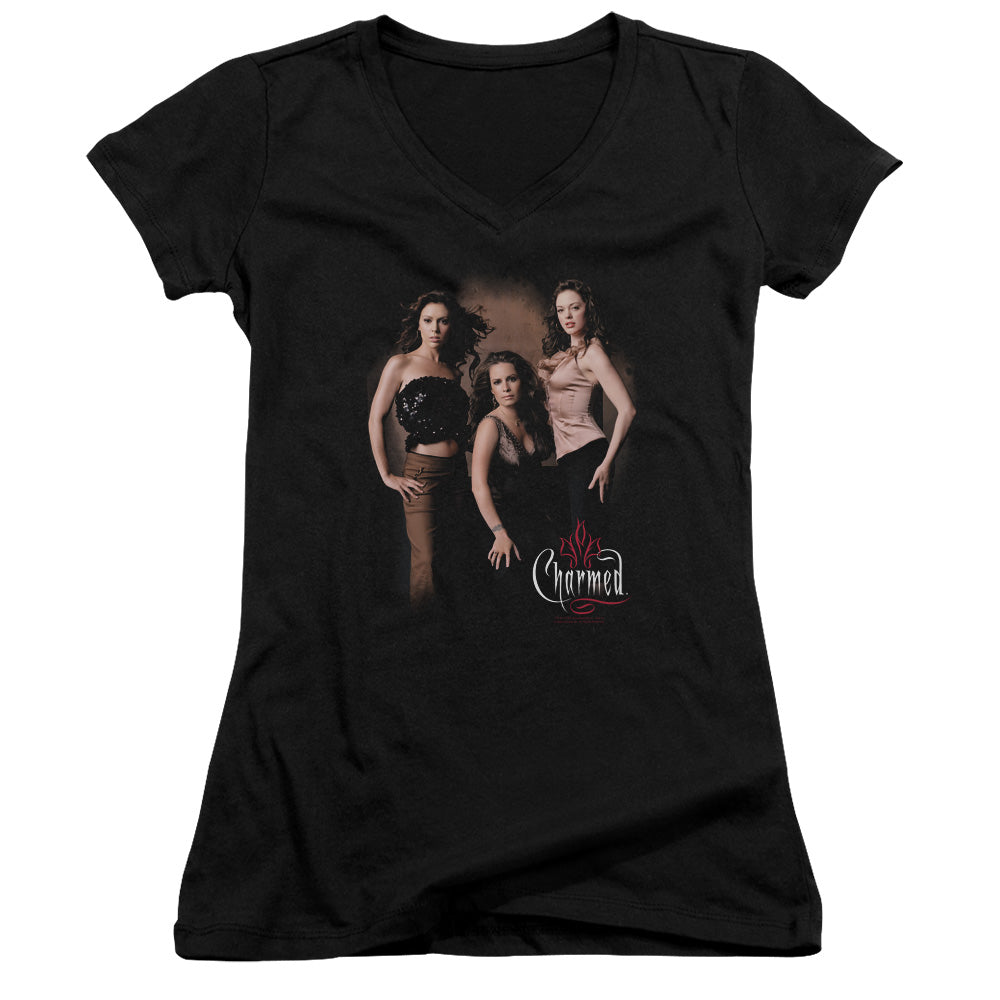 Charmed - Three Hot Witches - Junior V-neck - Black