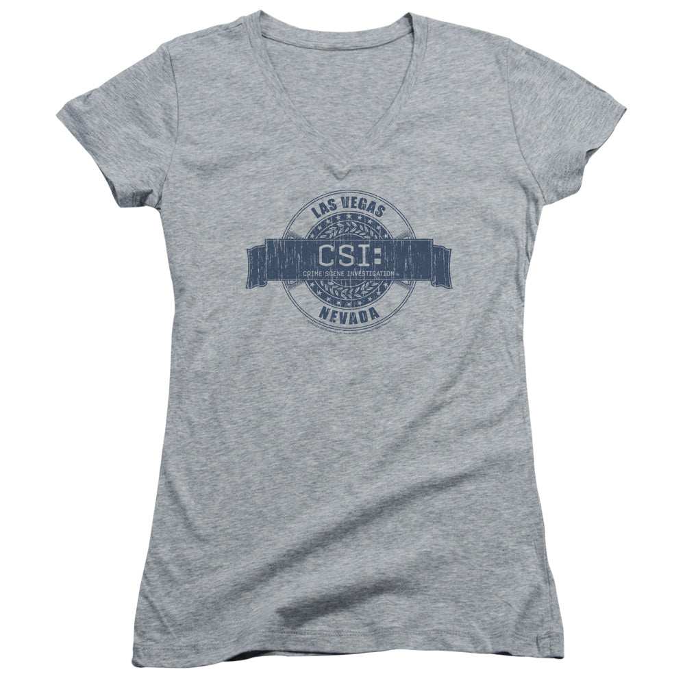 Csi - Vegas Badge - Junior V-neck - Athletic Heather