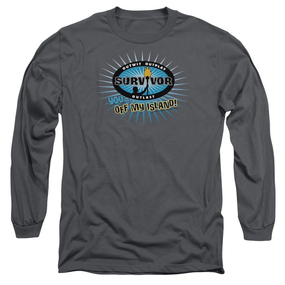 Survivor - Off My Island - Long Sleeve Adult 18/1 - Charcoal T-shirt