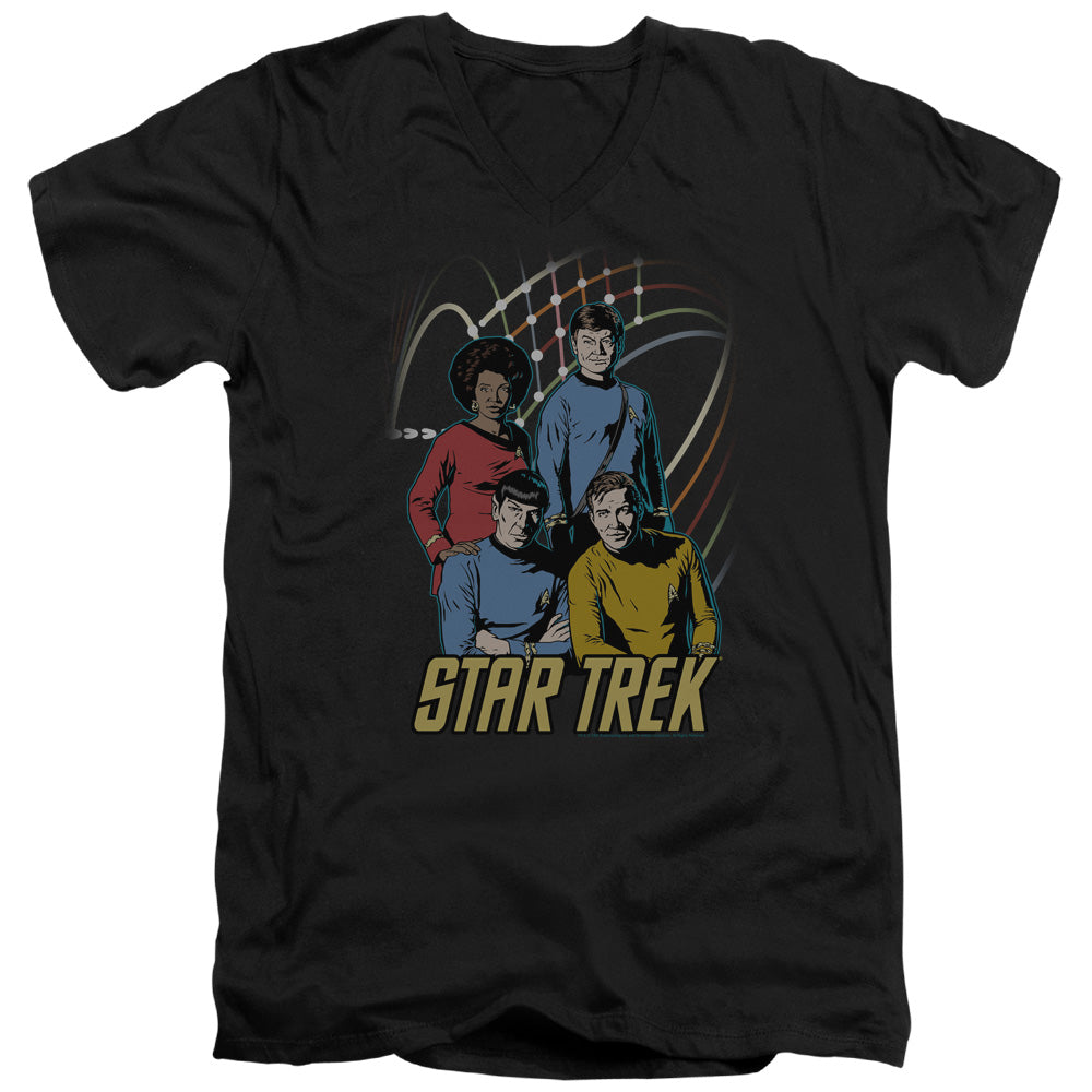 Star Trek - Warp Factor 4 - Short Sleeve Adult V-neck - Black T-shirt
