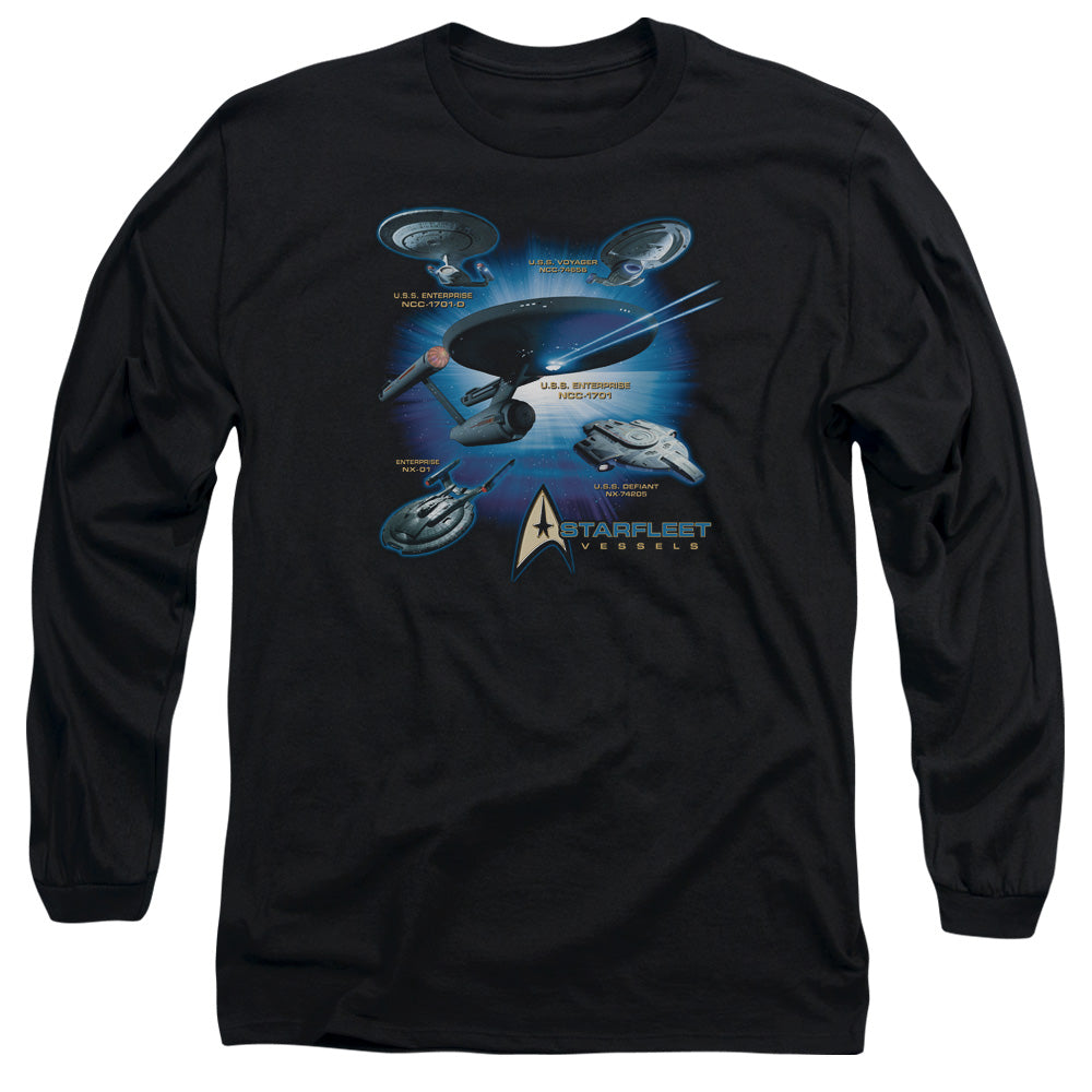 Star Trek - Starfleet Vessels - Long Sleeve Adult 18/1 - Black T-shirt