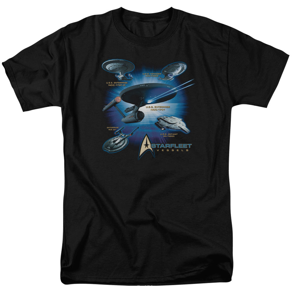 Star Trek - Starfleet Vessels - Short Sleeve Adult 18/1 - Black T-shirt