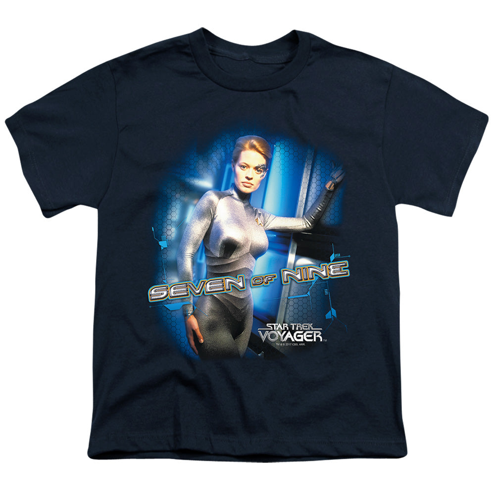 Star Trek - Seven Of Nine - Short Sleeve Youth 18/1 - Navy T-shirt