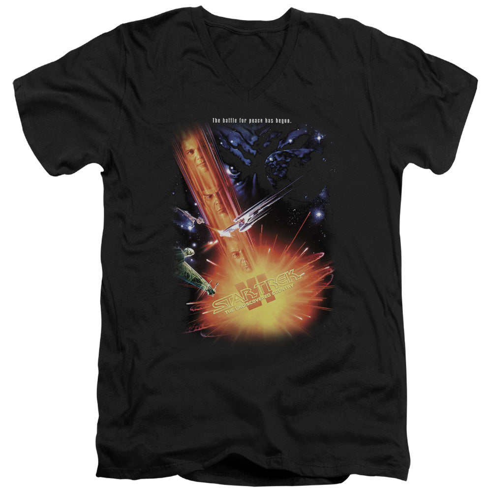 Star Trek - Undiscovered Cntry(Movie) - Short Sleeve Adult V-neck - Black T-shirt