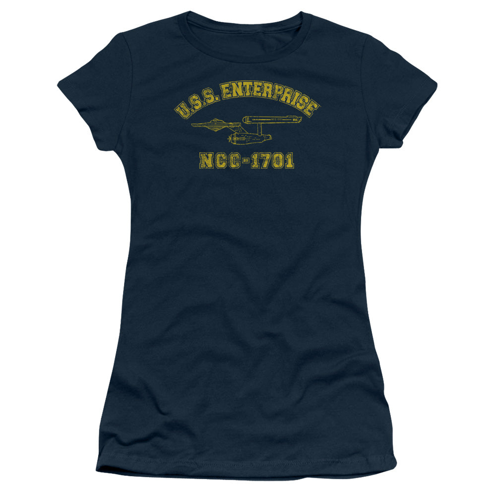 Star Trek - Enterprise Athletic - Short Sleeve Junior Sheer - Navy T-shirt