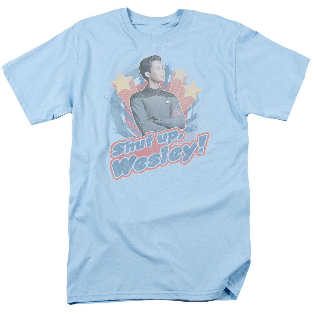 Star Trek - Shut Up Wesley - Short Sleeve Adult 18/1 - Light Blue T-shirt
