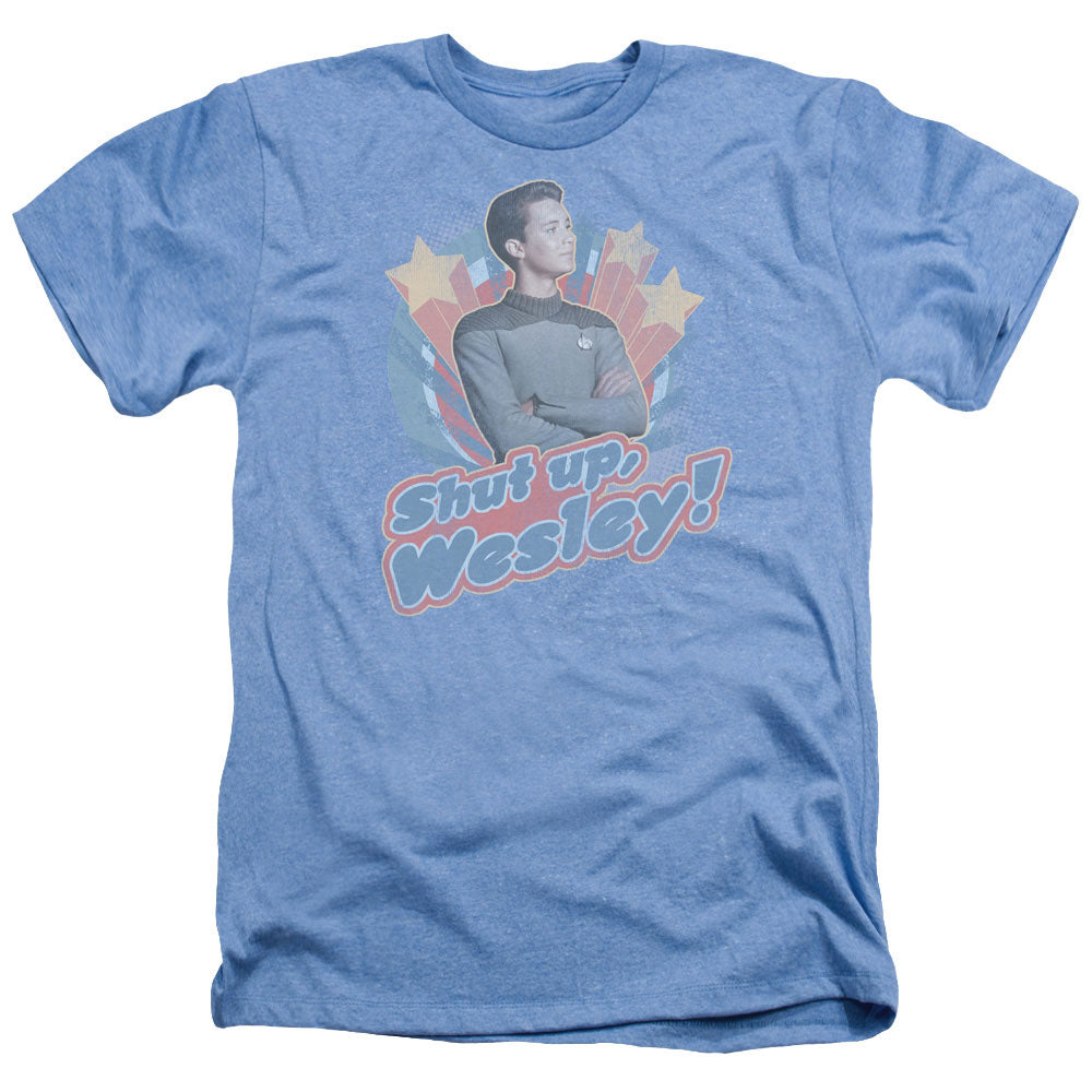 Star Trek - Shut Up Wesley - Adult Heather - Light Blue