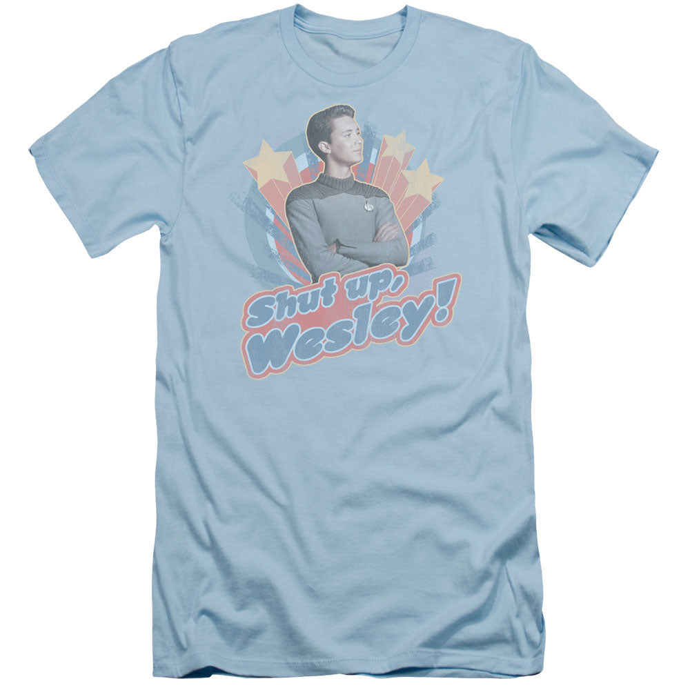 Star Trek - Shut Up Wesley - Short Sleeve Adult 30/1 - Light Blue T-shirt