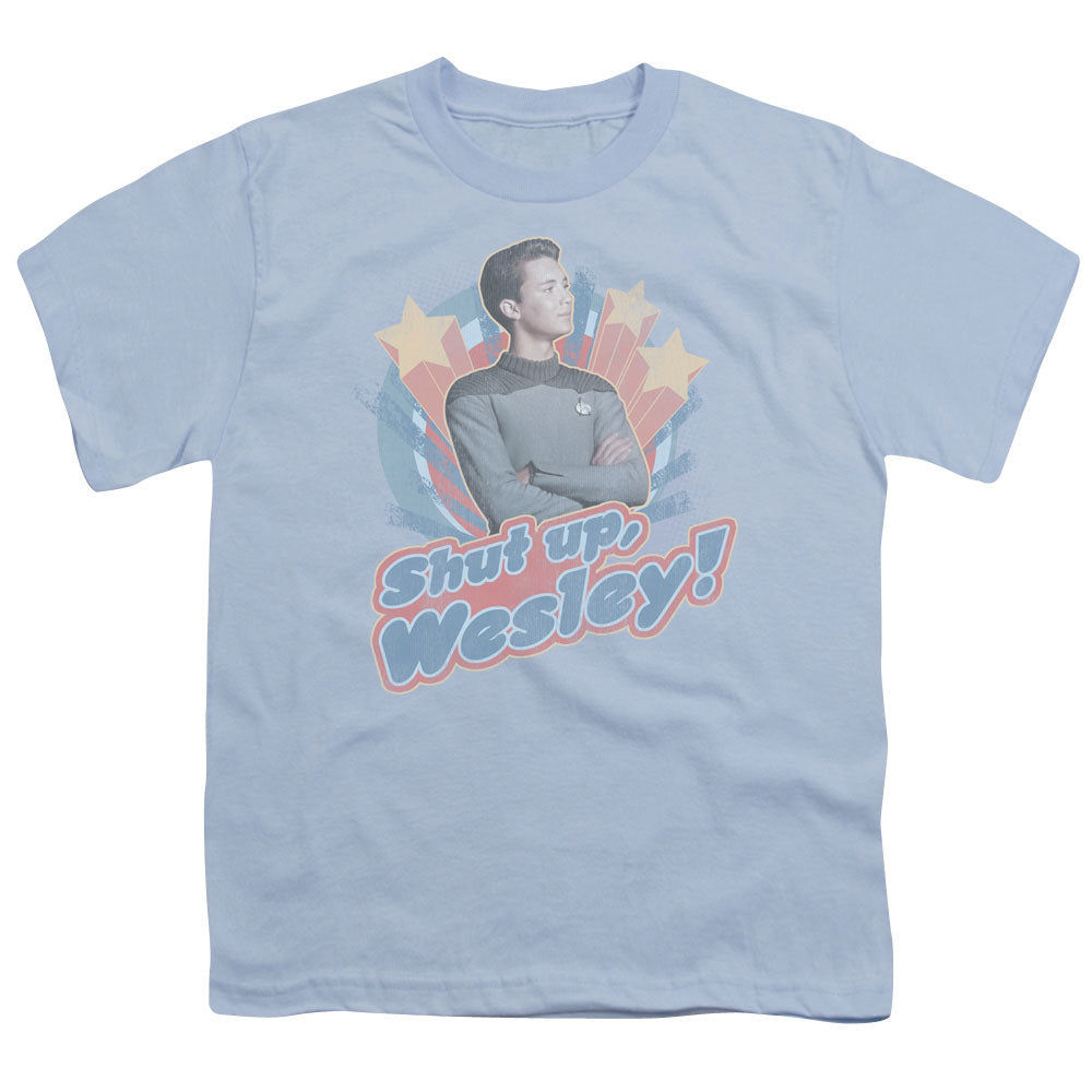 Star Trek - Shut Up Wesley - Short Sleeve Youth 18/1 - Light Blue T-shirt