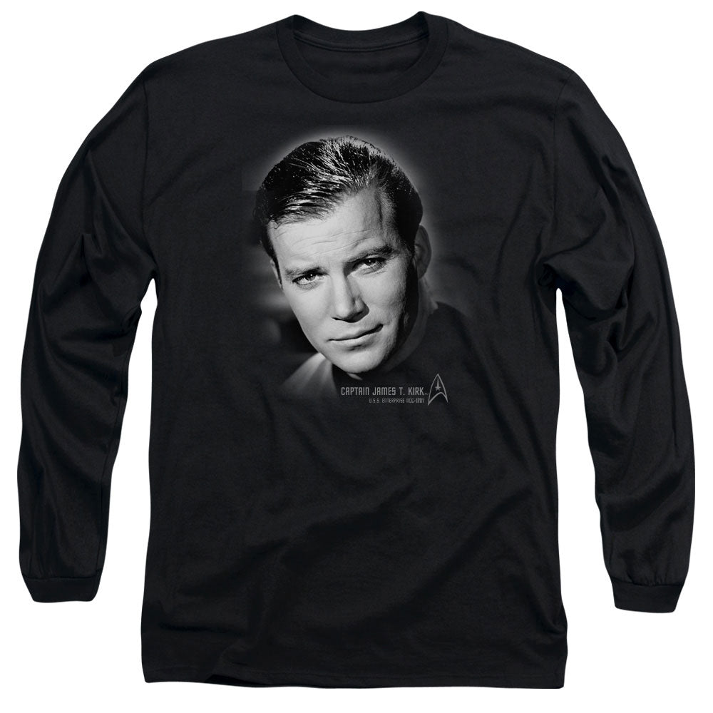 Star Trek - Captain Kirk Portrait - Long Sleeve Adult 18/1 - Black T-shirt