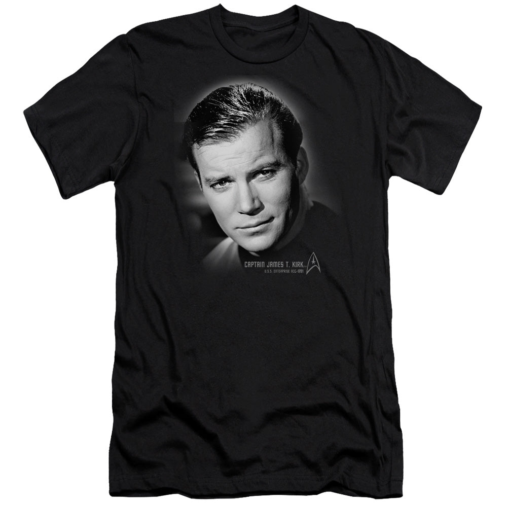 Star Trek - Captain Kirk Portrait-premuim Canvas Adult Slim Fit 30/1 - Black