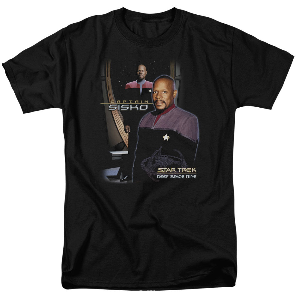 Star Trek - Captain Sisko - Short Sleeve Adult 18/1 - Black T-shirt