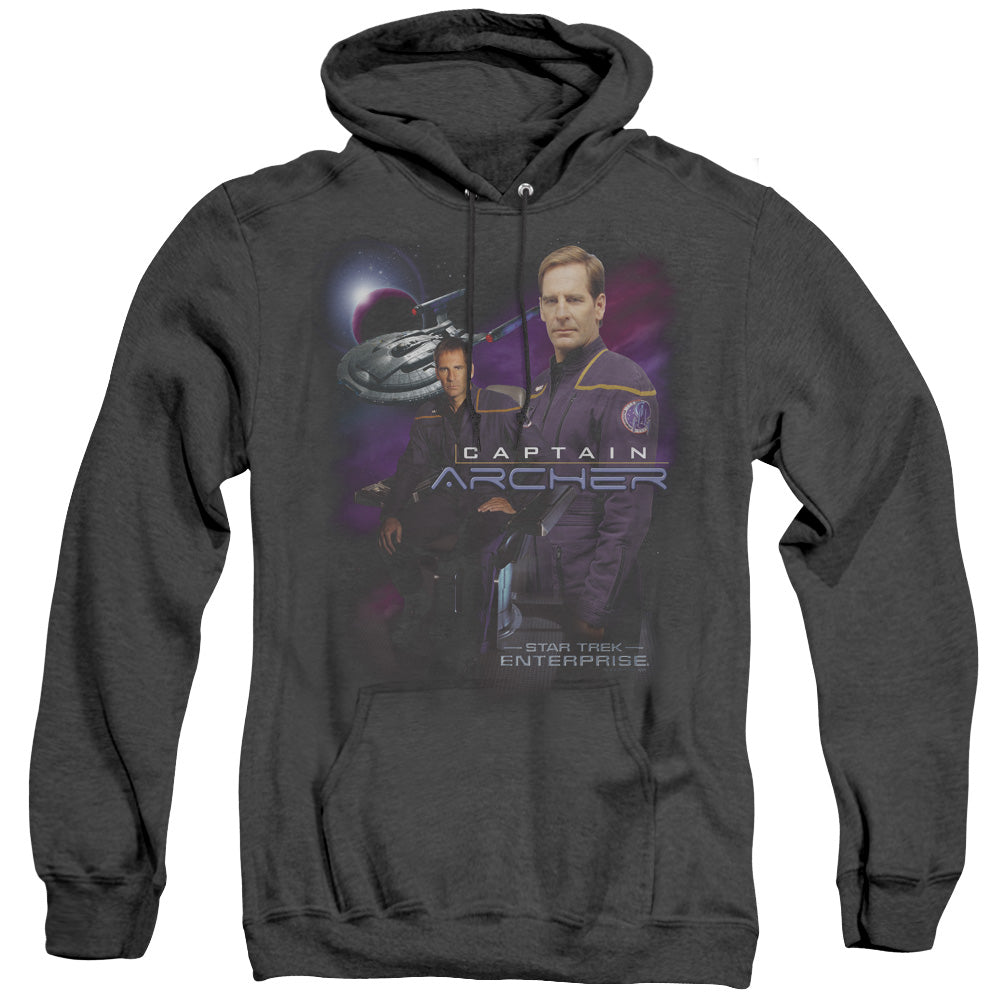Star Trek - Captain Archer - Adult Heather Hoodie - Black