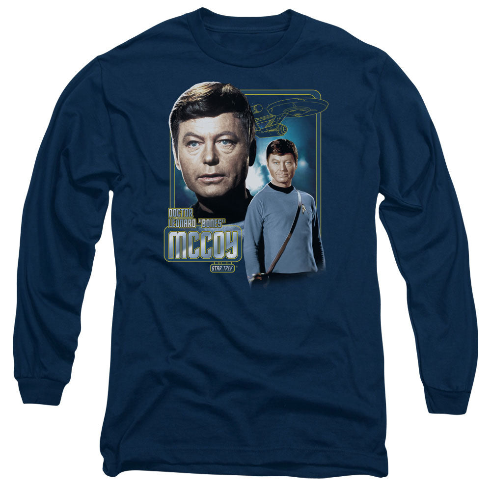 Star Trek - Doctor Mccoy - Long Sleeve Adult 18/1 - Navy T-shirt